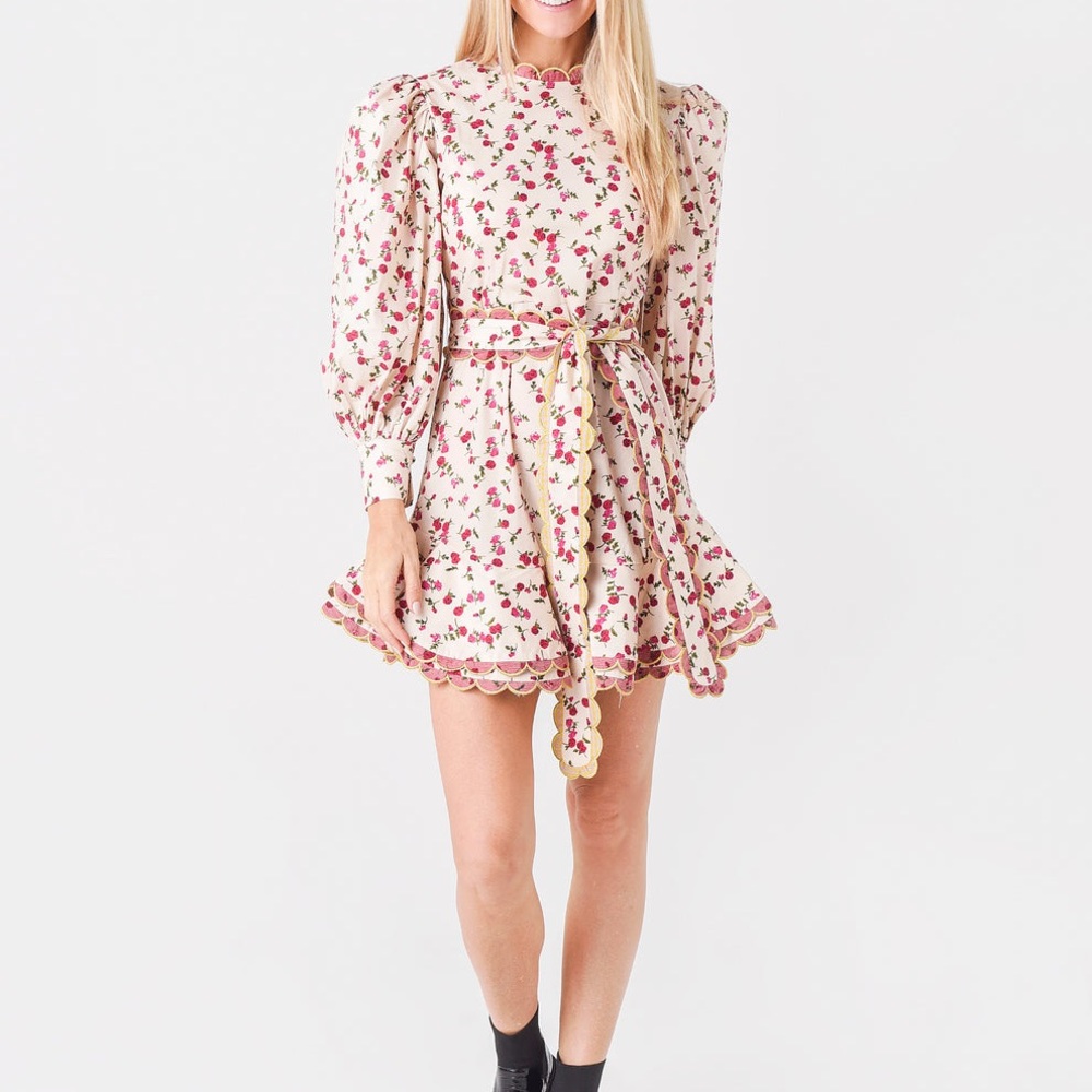 CeliaB Cream Puff Sleeve Floral Dress